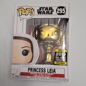 Funko Pop! Star Wars Princess Leia #295 Gold Chrome 2019 Galactic Con Exclusive